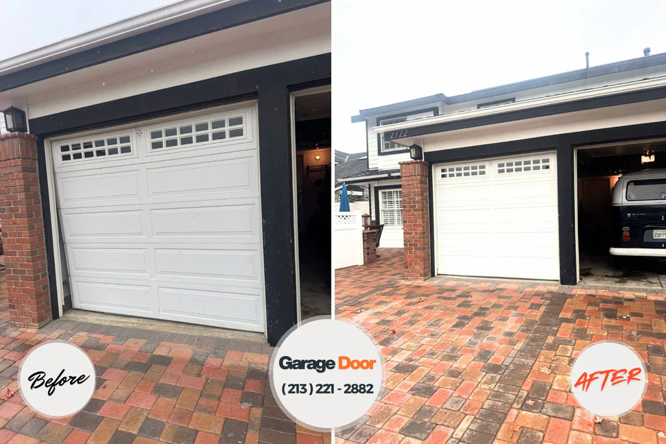 Before and after: garage door repair Minnetonka, MN